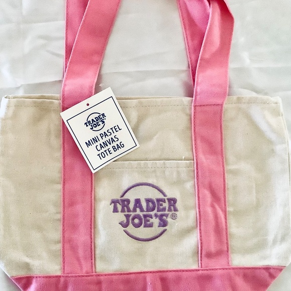 Pastel Trader Joe’s mini tote bags Pink NWT - Picture 6 of 6